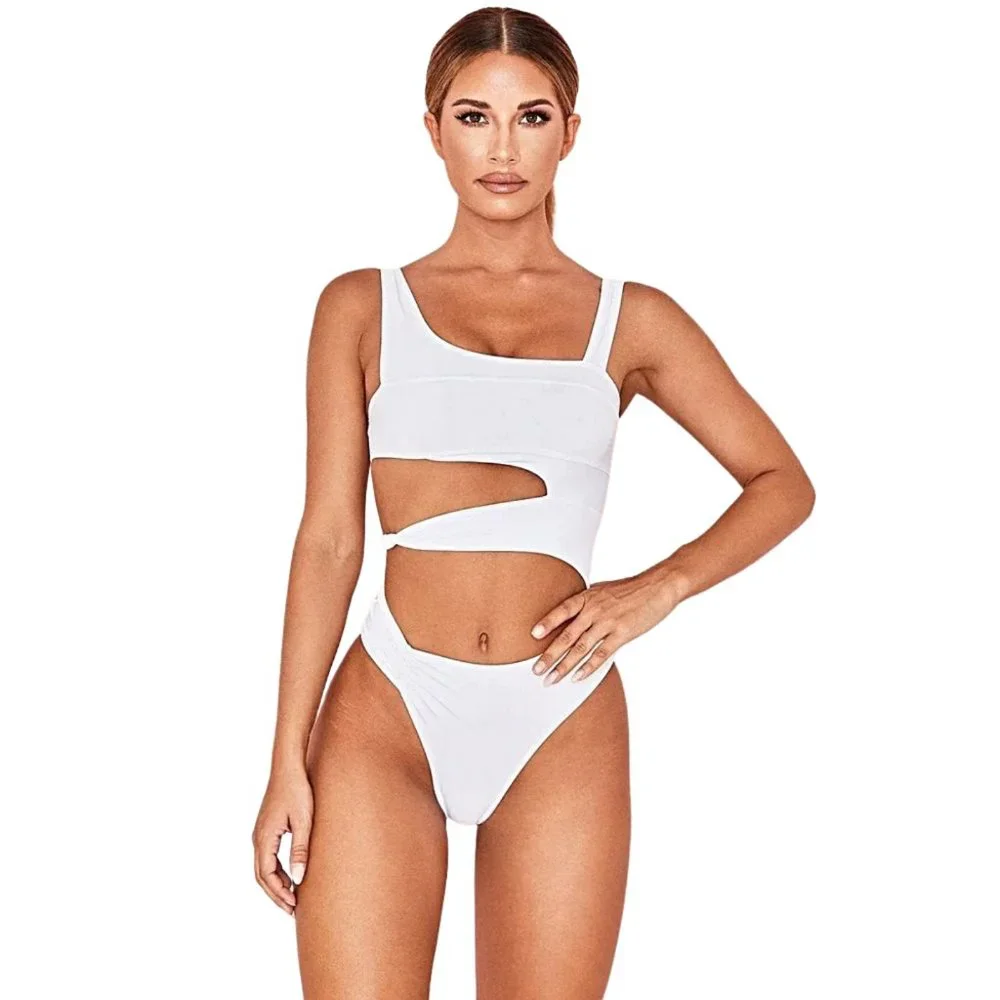 Bandage Cut-Out Knotted One-Piece Swimsuit in Rose Pink - Picture 2 of 9